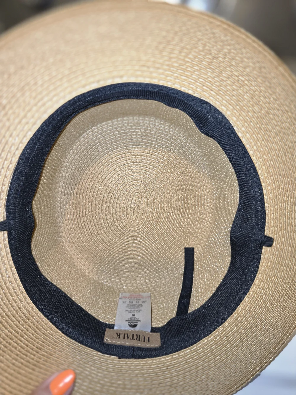Women's Tan Straw Boater Hat with Cream Band